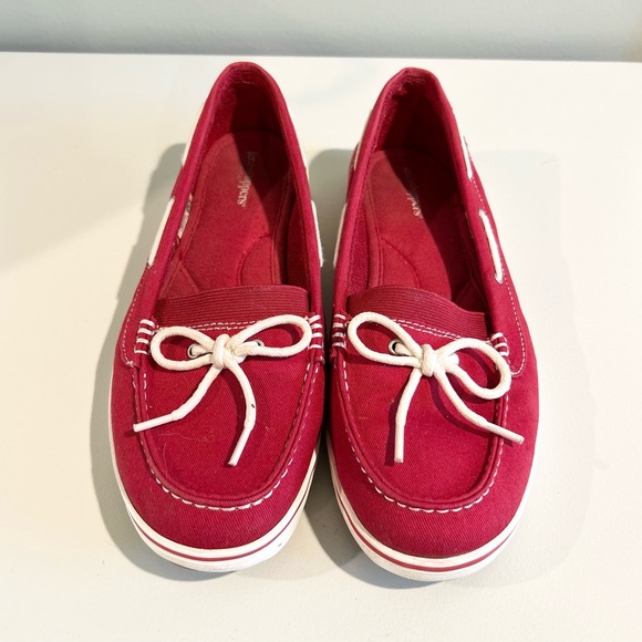 Grasshoppers Red Canvas Slip-On Loafers Boat Shoes Bow Tie Comfort Casual Size 8 - Picture 2 of 7